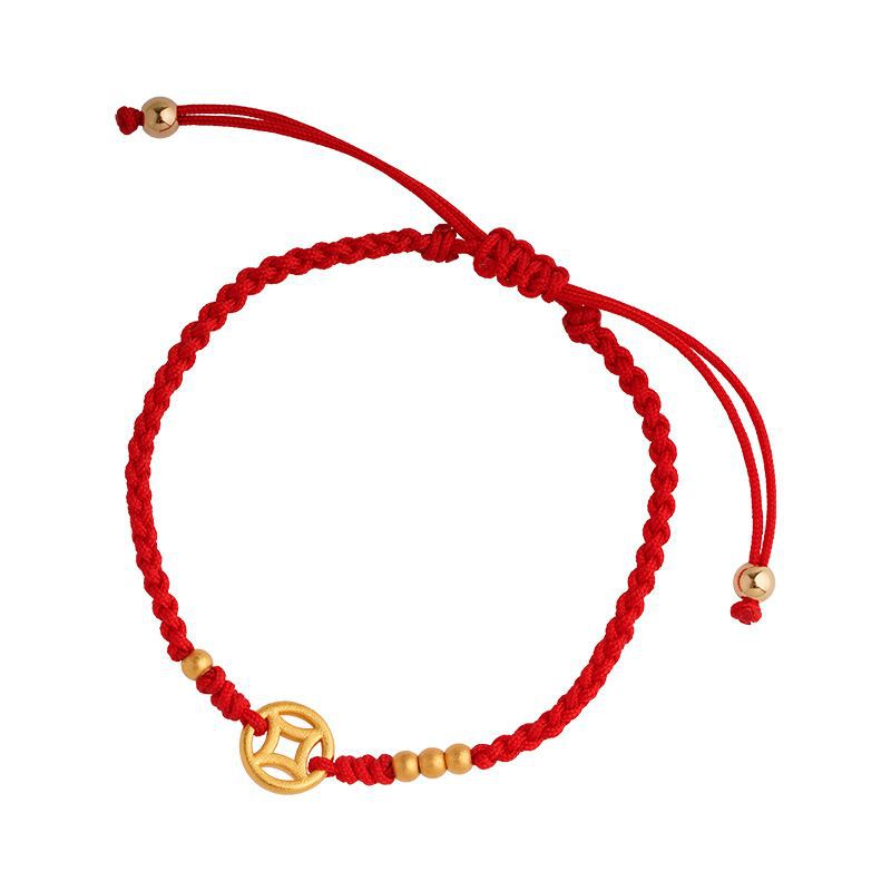 Coin Woven Hand Strap Red Rope Couple Bracelets