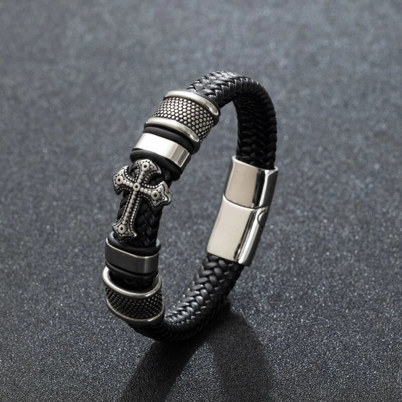 Men's Leather Hand-woven Authentic Weave Cross Retro Bracelets