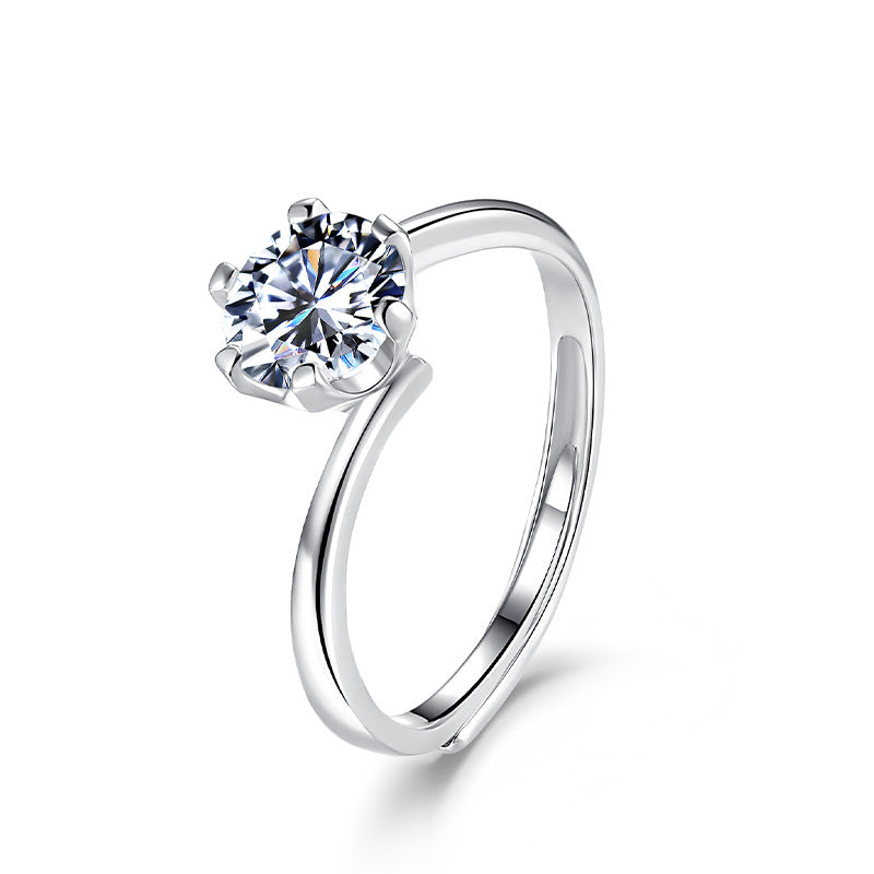 Women's Color Moissanite Niche Design Classic Sterling Rings