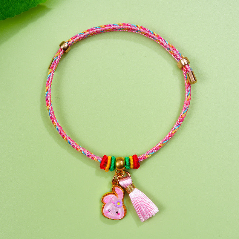 Boat Festival Colorful Rope Hand-woven Couple Cartoon Tassel Pink Carrying Bracelets
