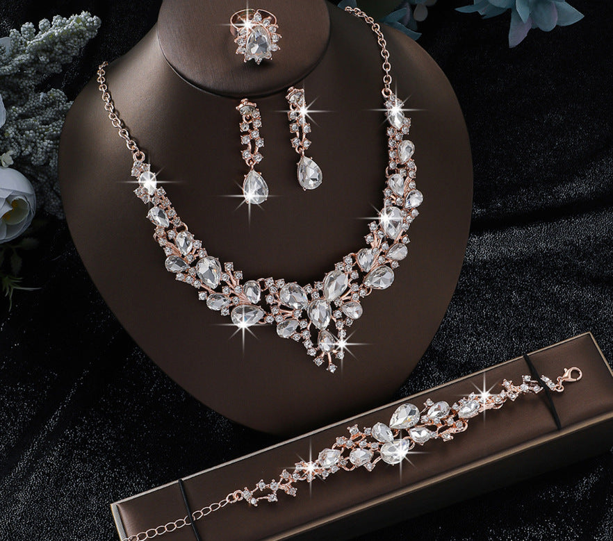 Alloy Suite Bridal Wedding Over Rhinestone Rings