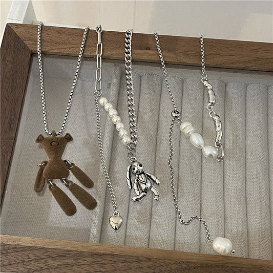 Flocking Bear Sweater Chain Long Cold Necklaces