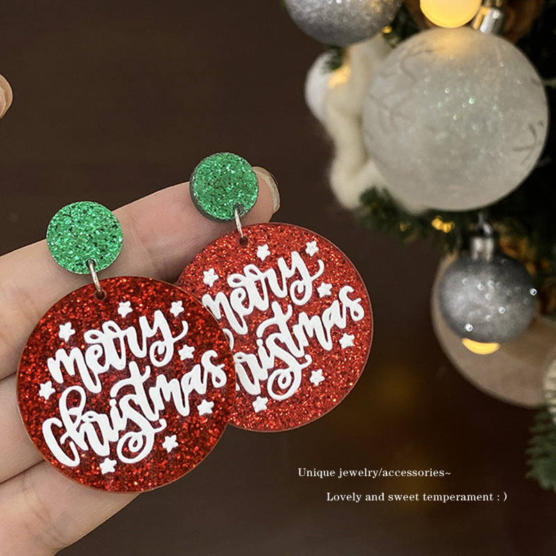 Boucles d'oreilles de niche rouge de tempérament de lune d'élan de Noël pour femmes