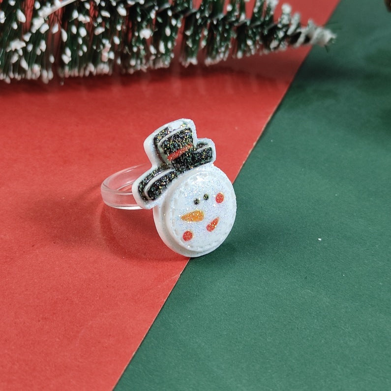 Theme Cute Cartoon Santa Claus Snowman Rings