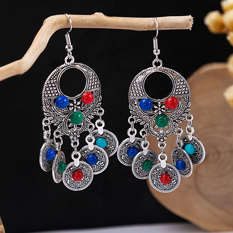 Tassel Turquoise Retro Minority Ethnic Style Earrings