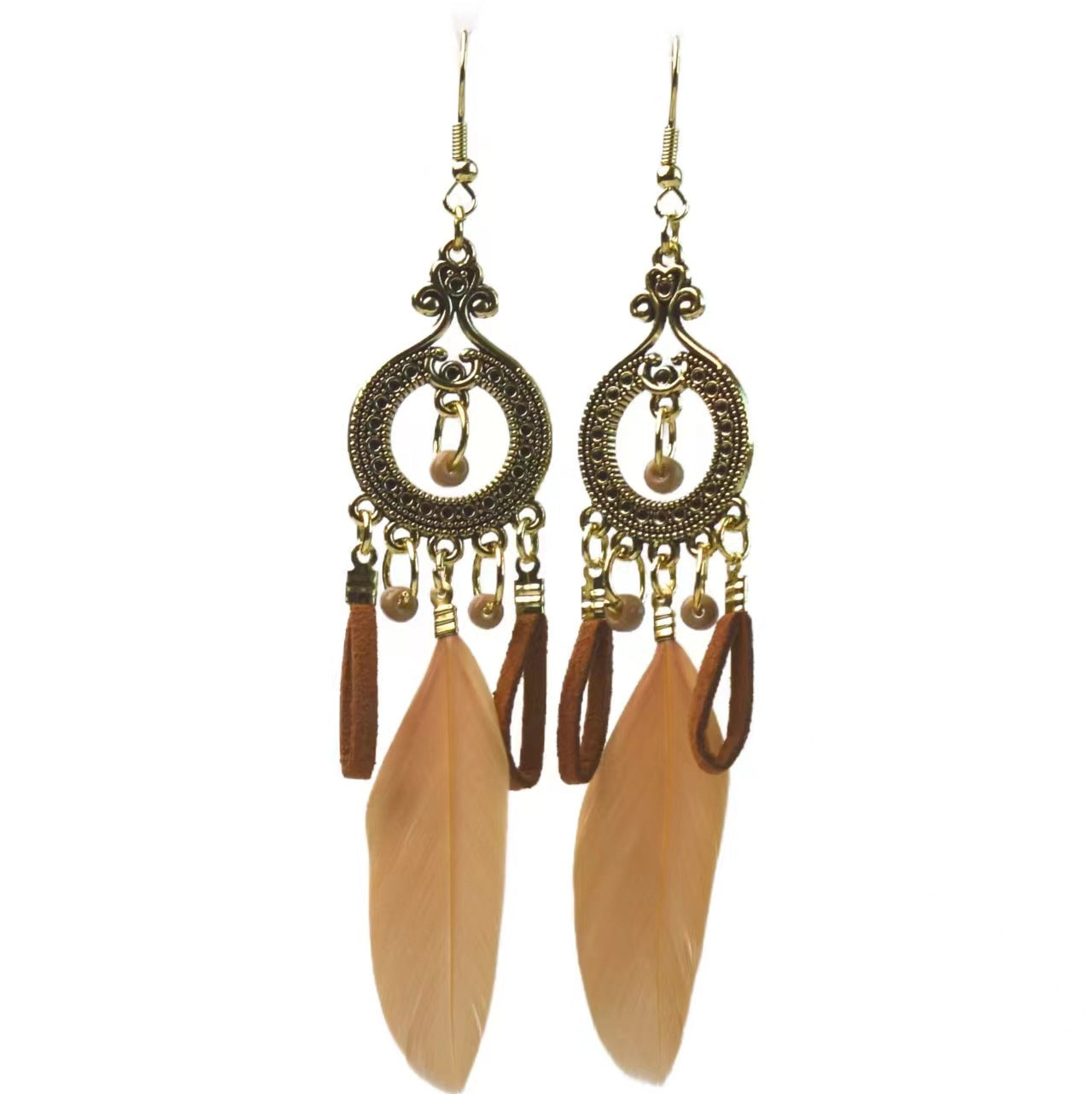 Style Vintage Feather Long Holiday Beads String Earrings