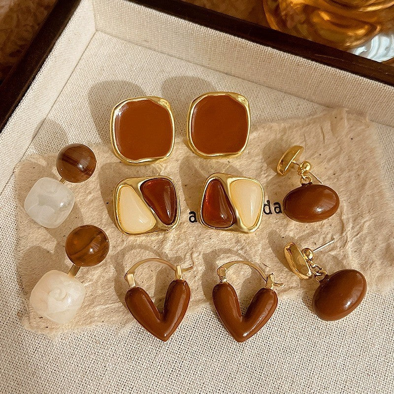 Color Female Niche Design Advanced French Stud Earrings