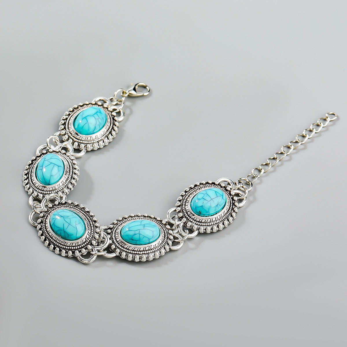 Women's Spring Fashion Trend Exaggerated Alloy Turquoise Bracelets