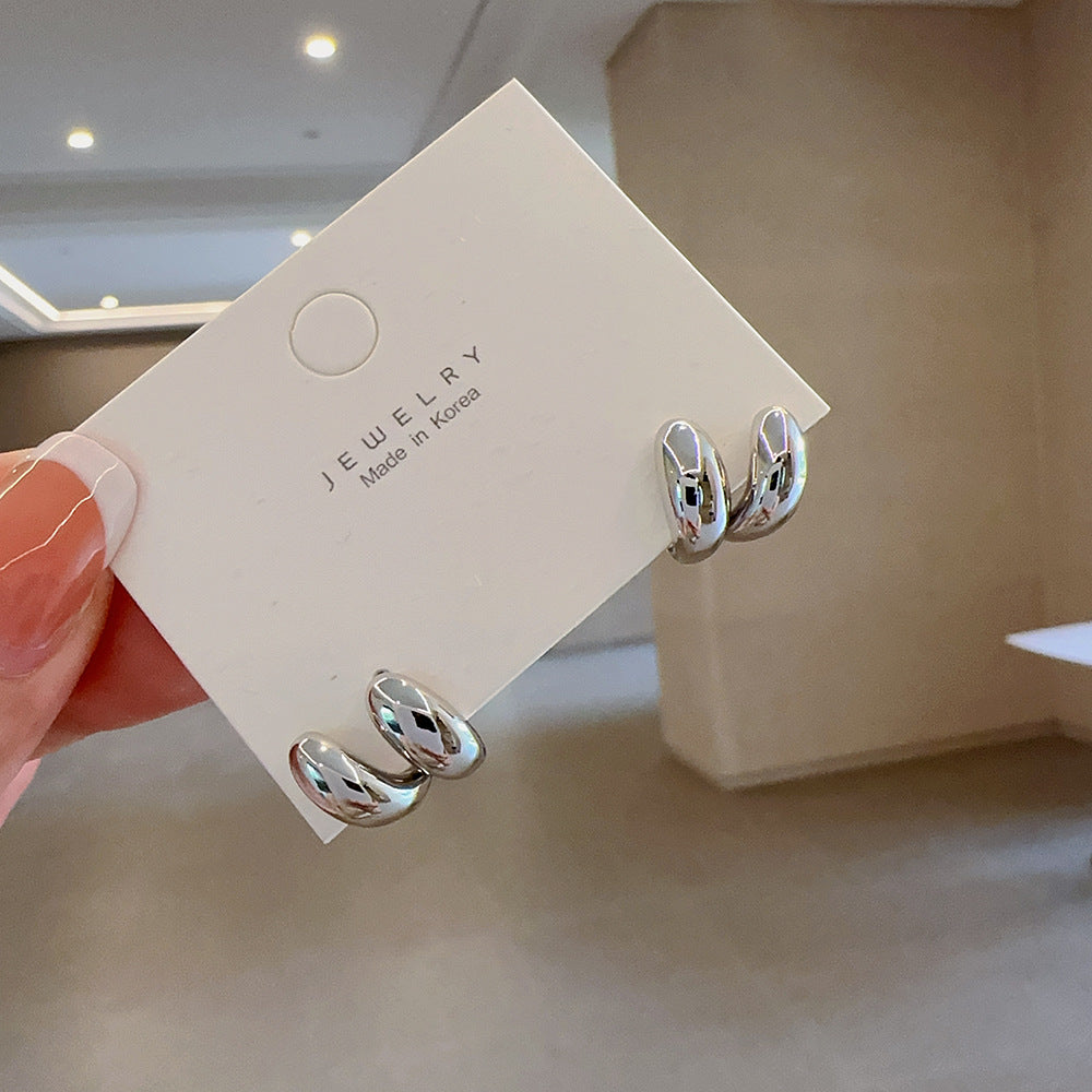 Needle Female Metallic Double Sides Ear Personalized Cold Earrings