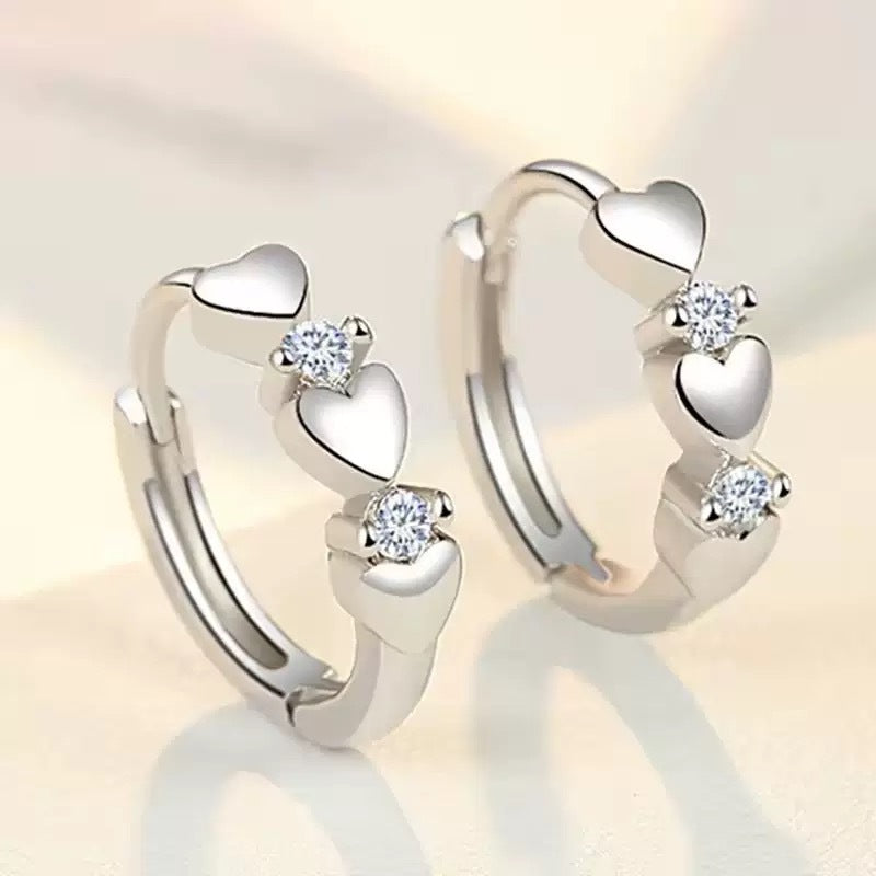 Korean Fashion Exquisite Love Ear Clip Female Inlaid Zircon Peach Earrings