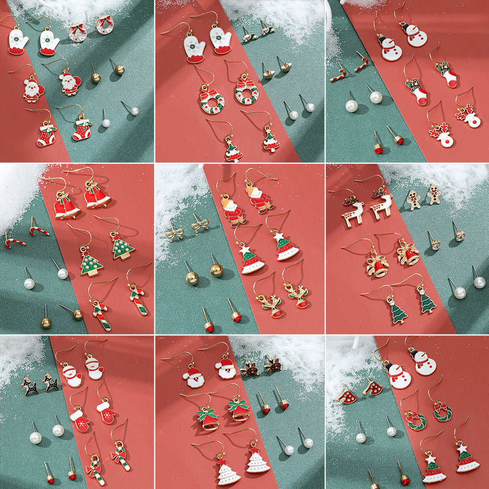 Women's Series Snowflake Bell Combination Suit Cartoon Earrings