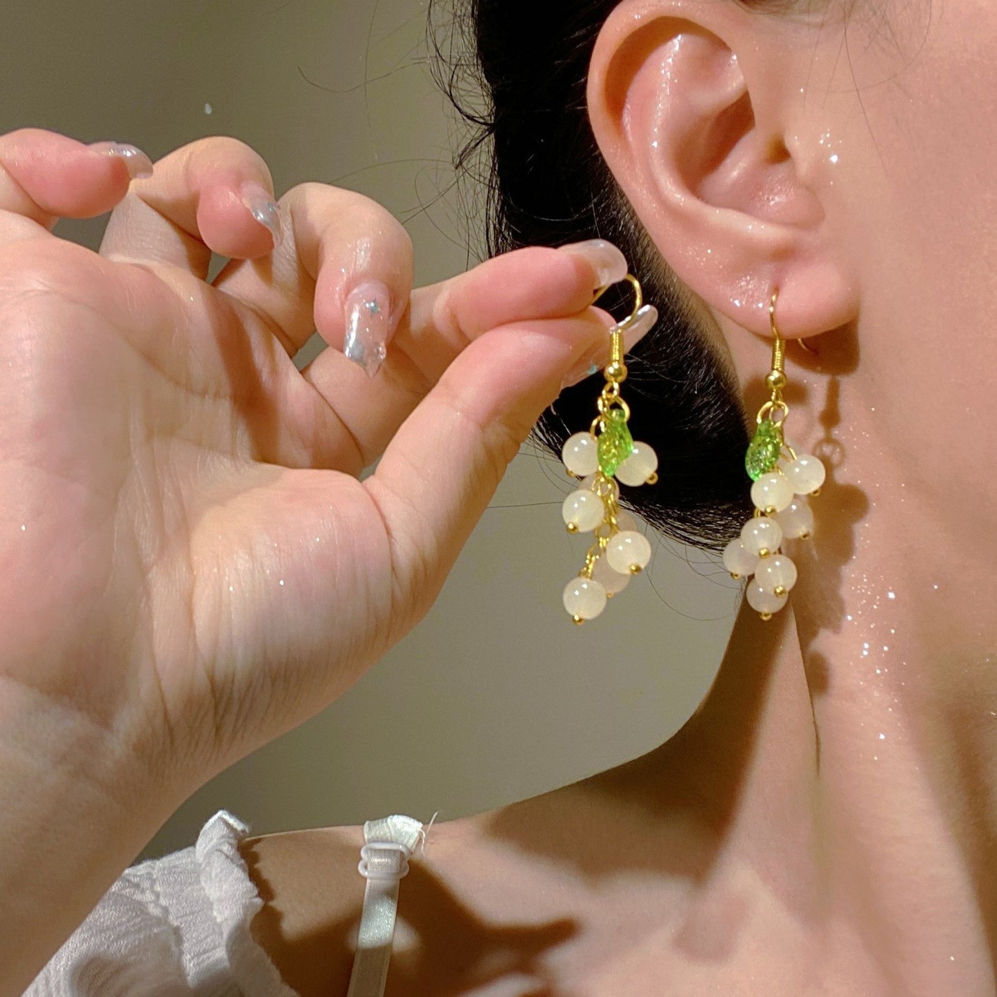 Fresh Grape Long Tassel Mori Eardrops Female Sweet Purple Earrings