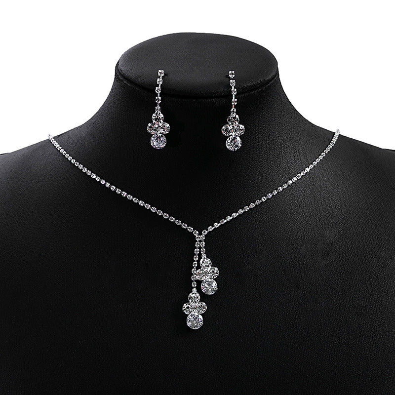 Full Diamond Water Drop Tassel Bridal Accessories Necklaces