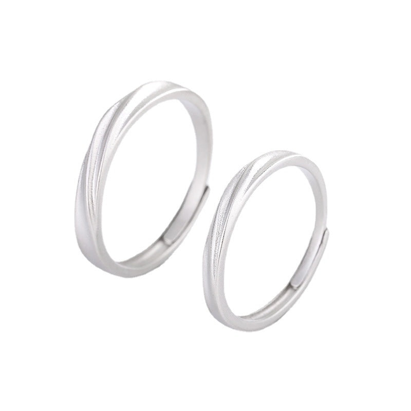 Women's & Men's & Sterling Sier Matte Textured Couple Rings