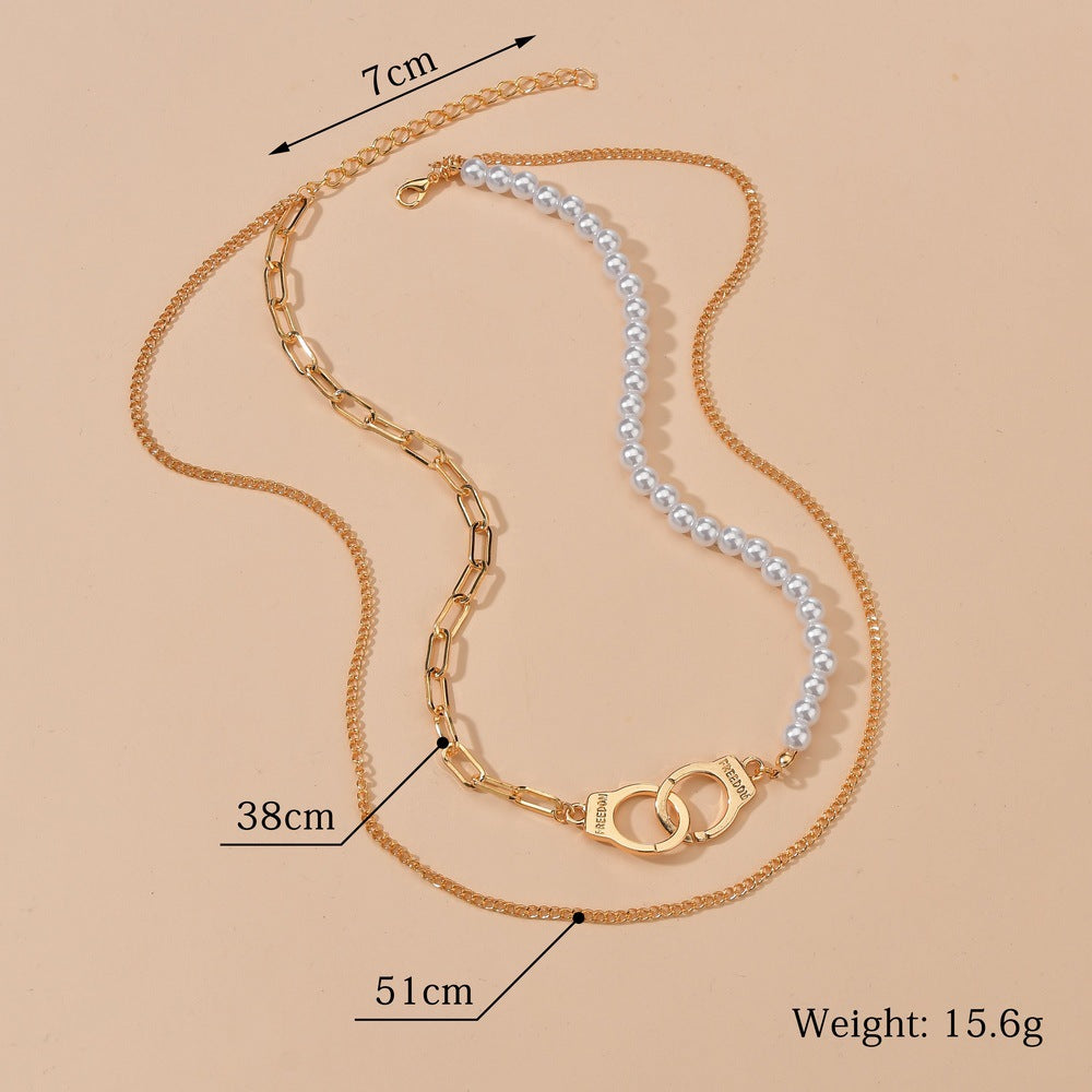 Fashion Alloy Handcuffs Asymmetric Simple Imitation Necklaces