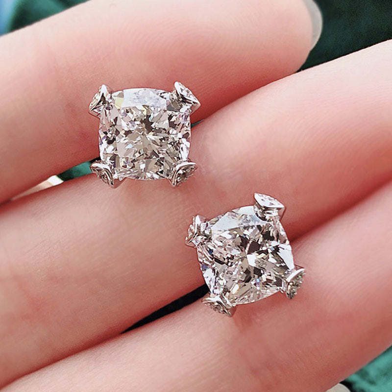 Classic Shining Artificial Diamond Ice Flower Earrings