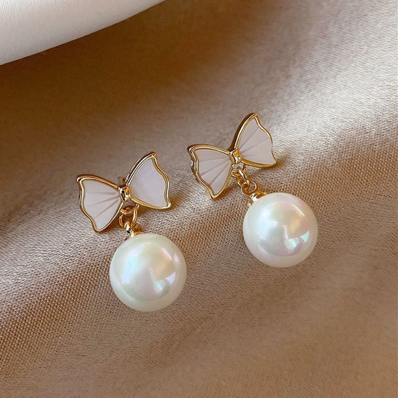Women's French Pearl Light Luxury Elegant Niche Design Zircon Earrings