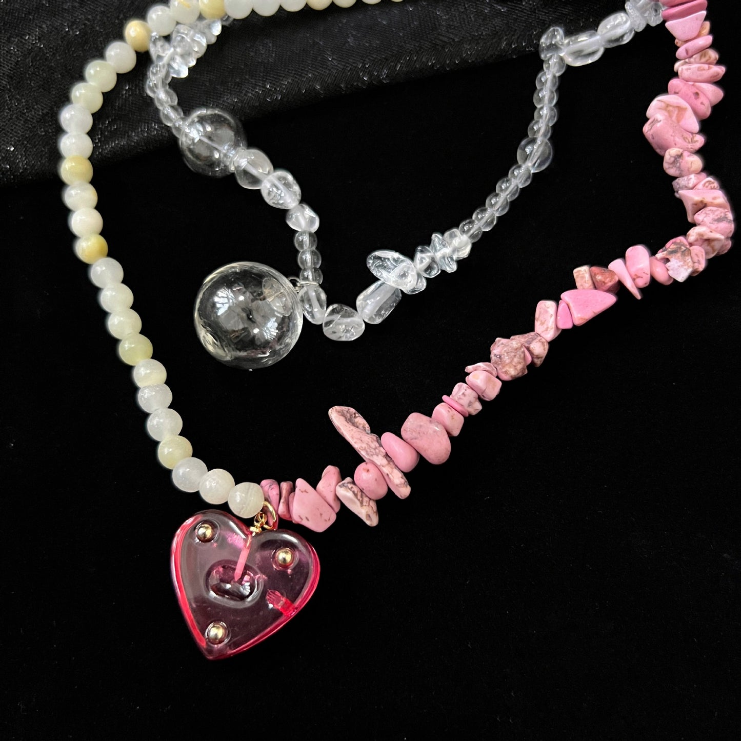 Stitching Beaded Gravel Pearl Jelly Love Necklaces