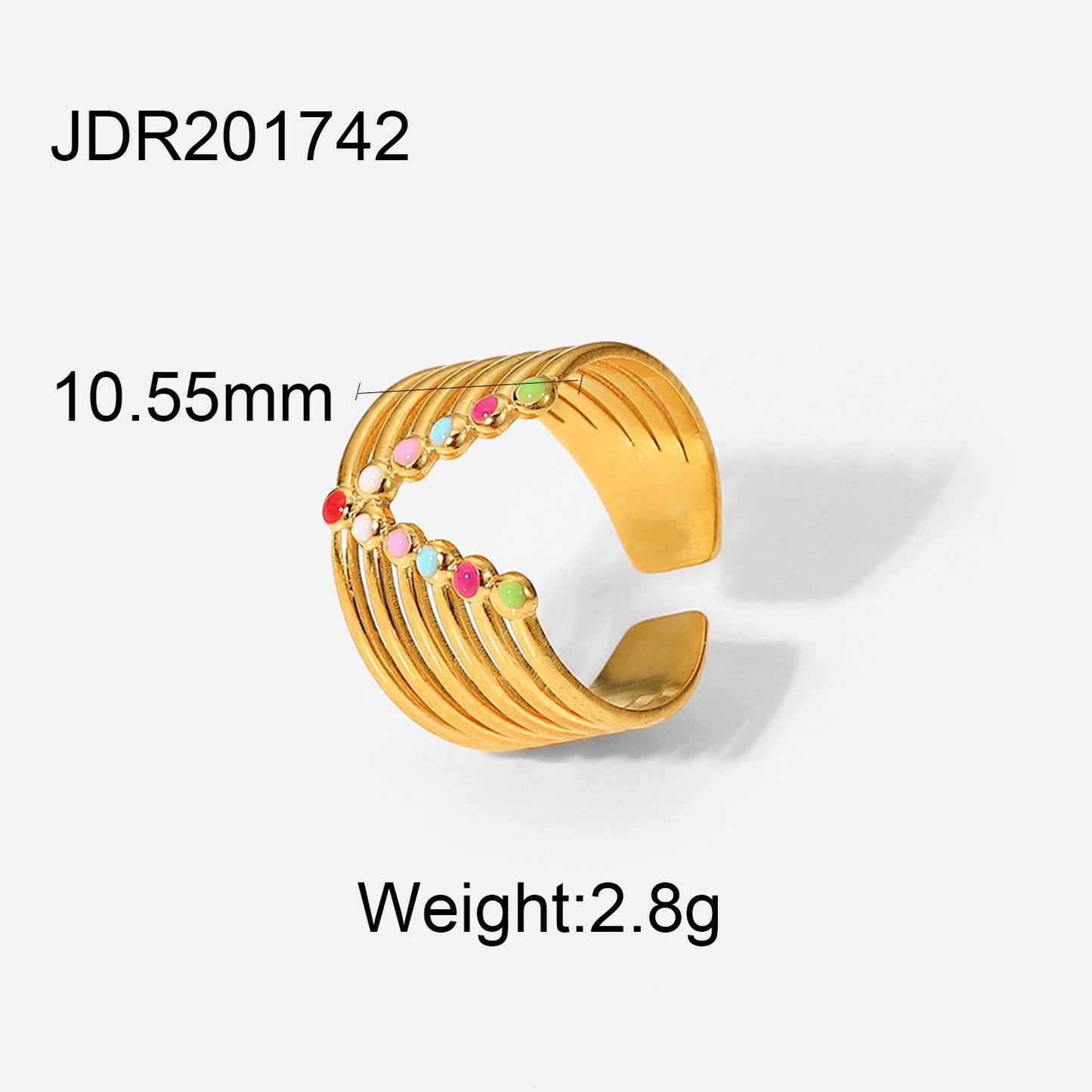 Women's Gold-plated Stainless Steel Fashion Geometric Colorful Rings