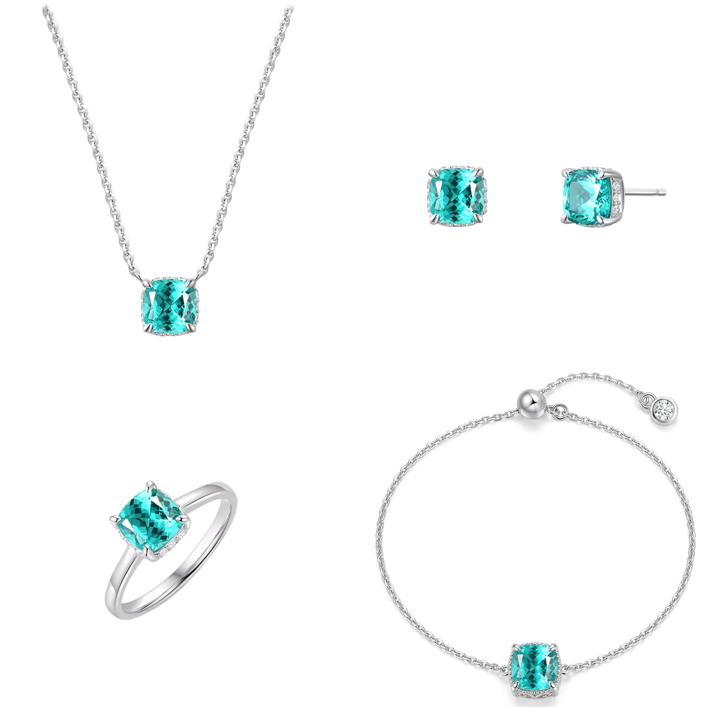 High Carbon Rhinestone Green Colored Gems Princess Pendants