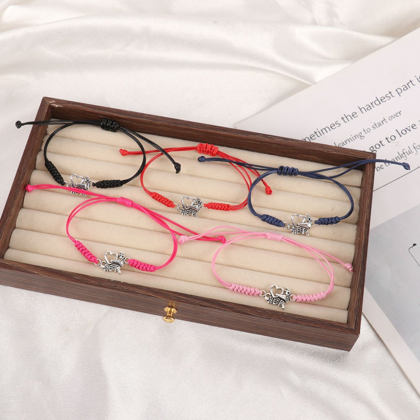 Women's Cheerleading Sports Cheer Come On Wax Line Textile Bracelets
