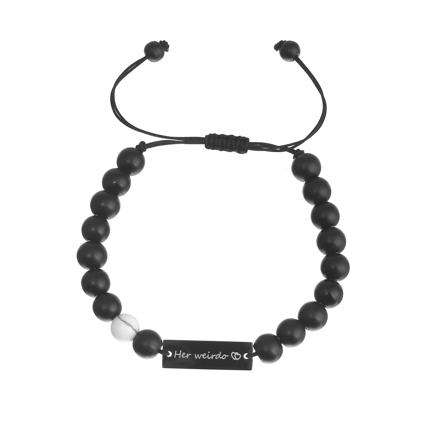 Bracelets en acier inoxydable pour femmes et hommes, lettrage en pin à écorce blanche, noir givré