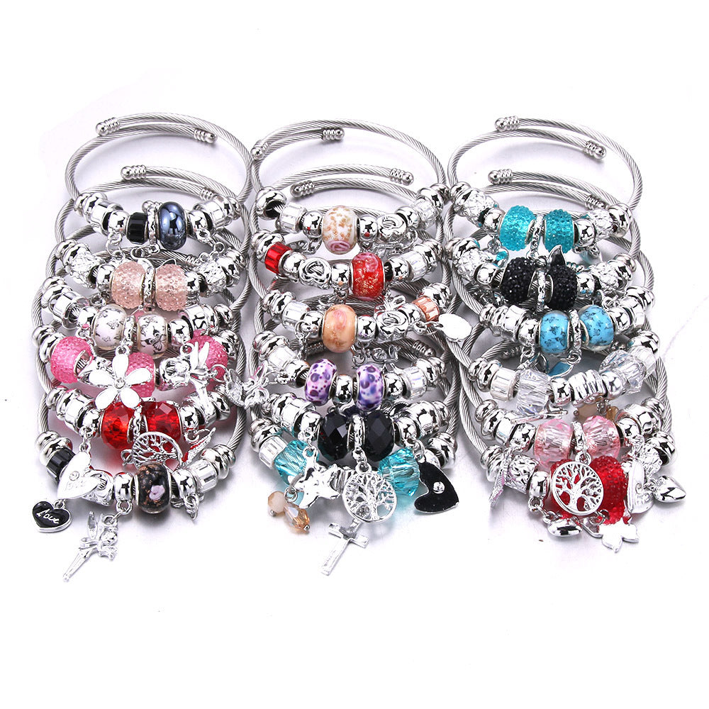 Women's Grid Popular Adjustable Crystal Love Butterfly Bracelets