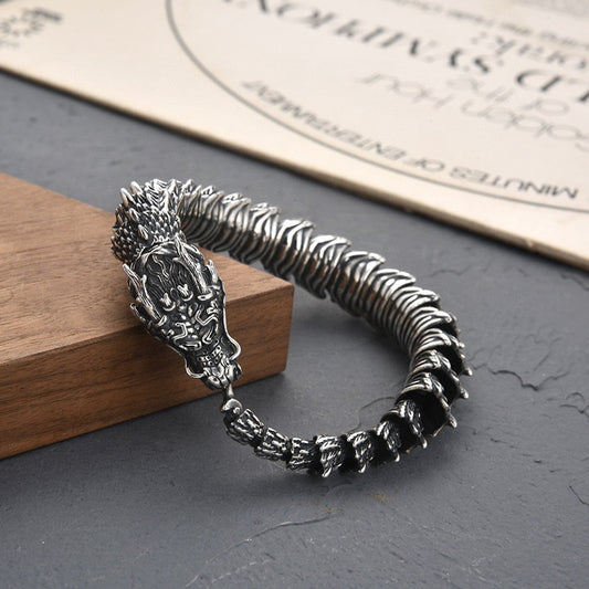 Men's Distressed Dragon Head Keel Three-dimensional Hip Hop Bracelets