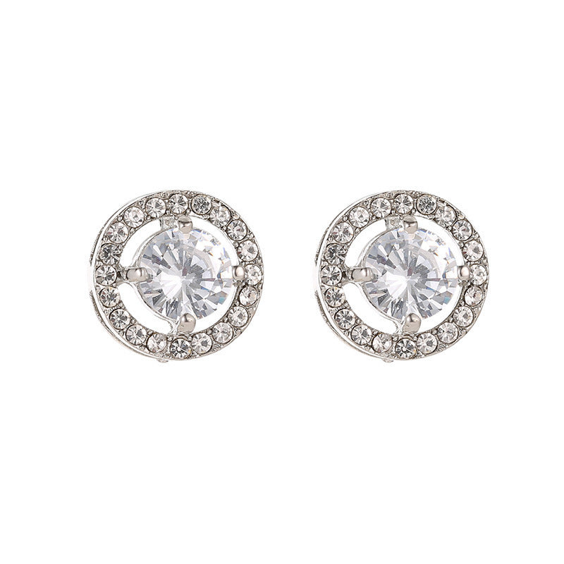 Fashion Temperament Bride Two-piece Round Diamond Rings