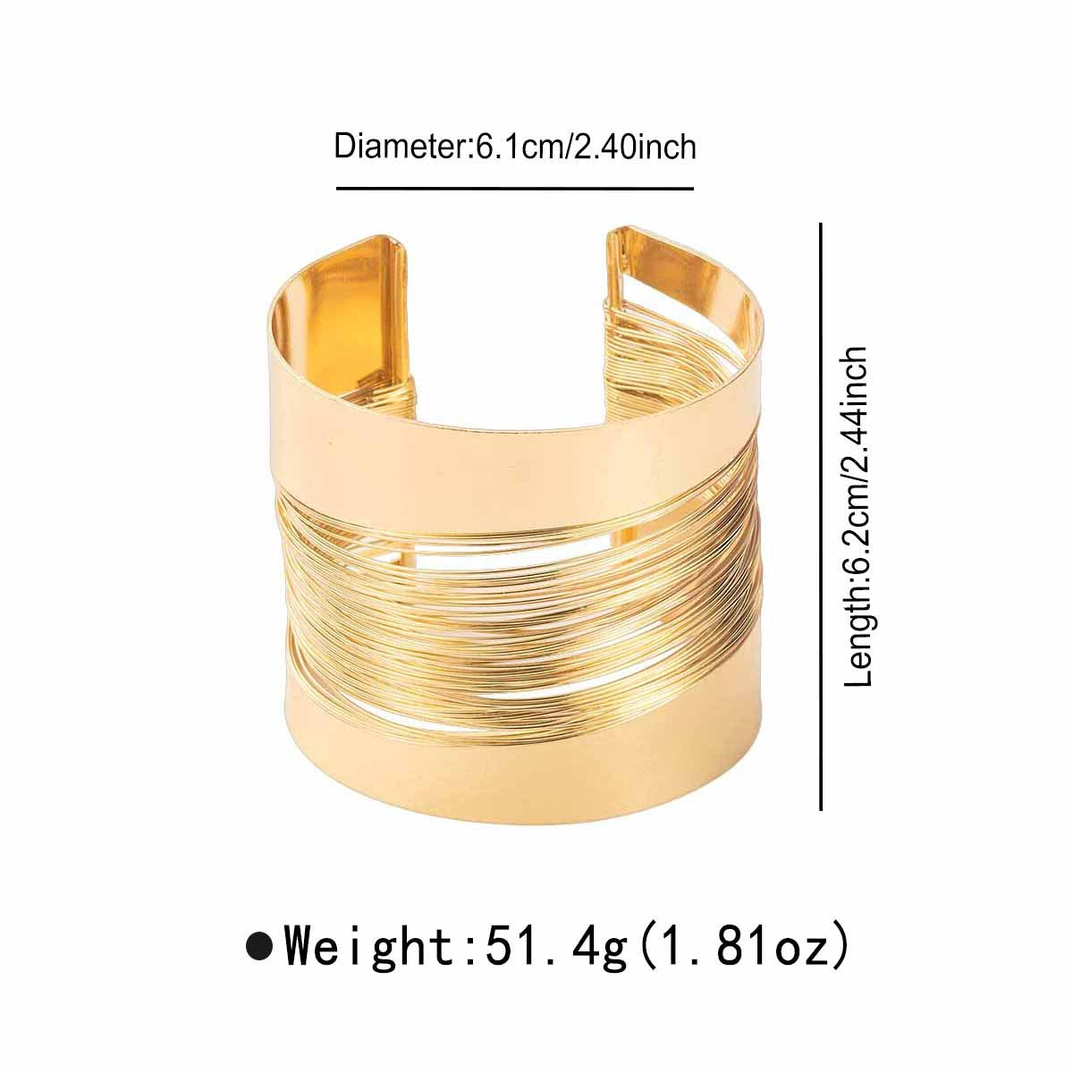 Women's Exaggerated Metal Texture Iron Wire Open Wide Bracelets