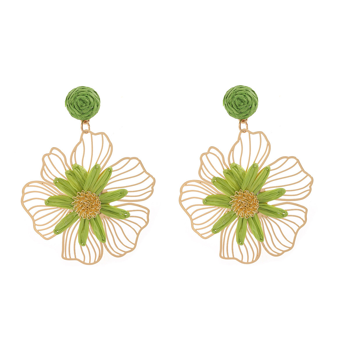 Women's Woven Hollowed Three-dimensional Flower For Beach Vacation Rings
