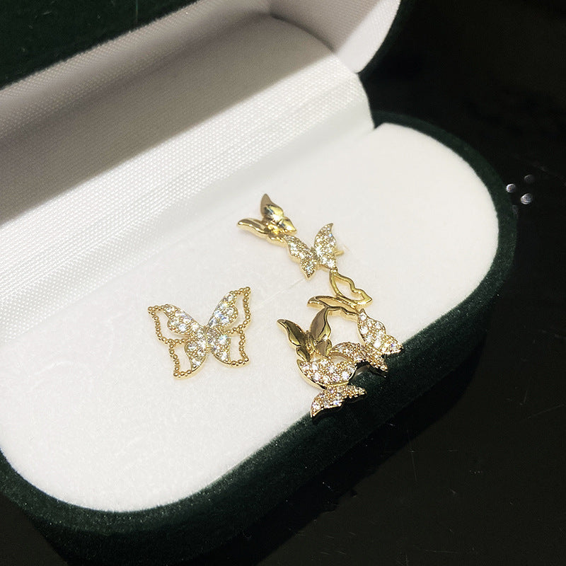 High-grade Butterfly Asymmetric Personalized Ear Clip Earrings