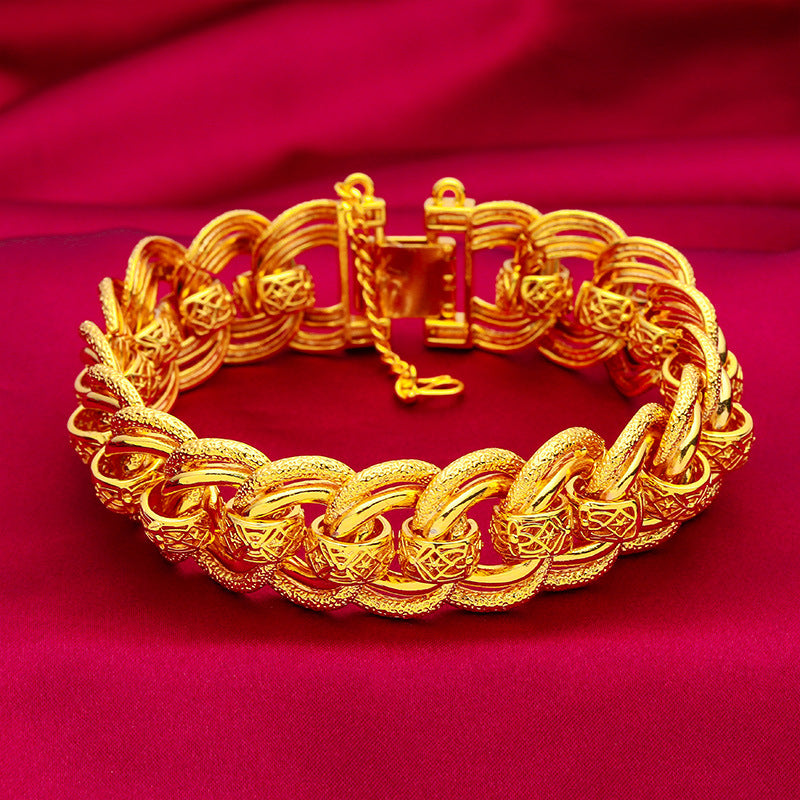 Men's Placer Gold Watch Chain Wide Brim Bracelets