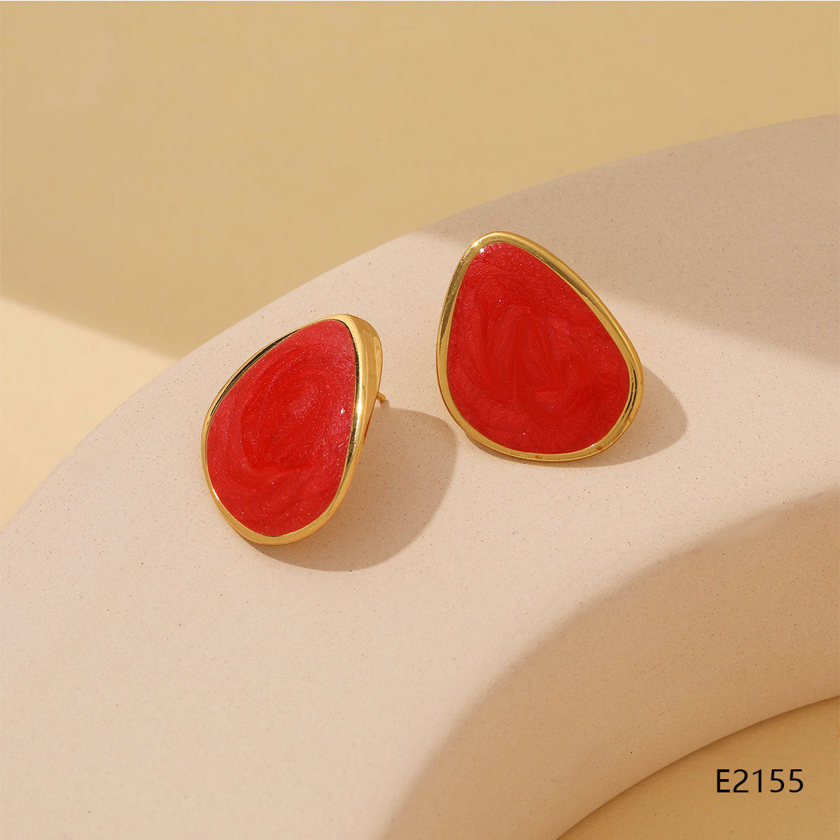 Colorful Geometric Water Drop Light Luxury Design Stud Earrings