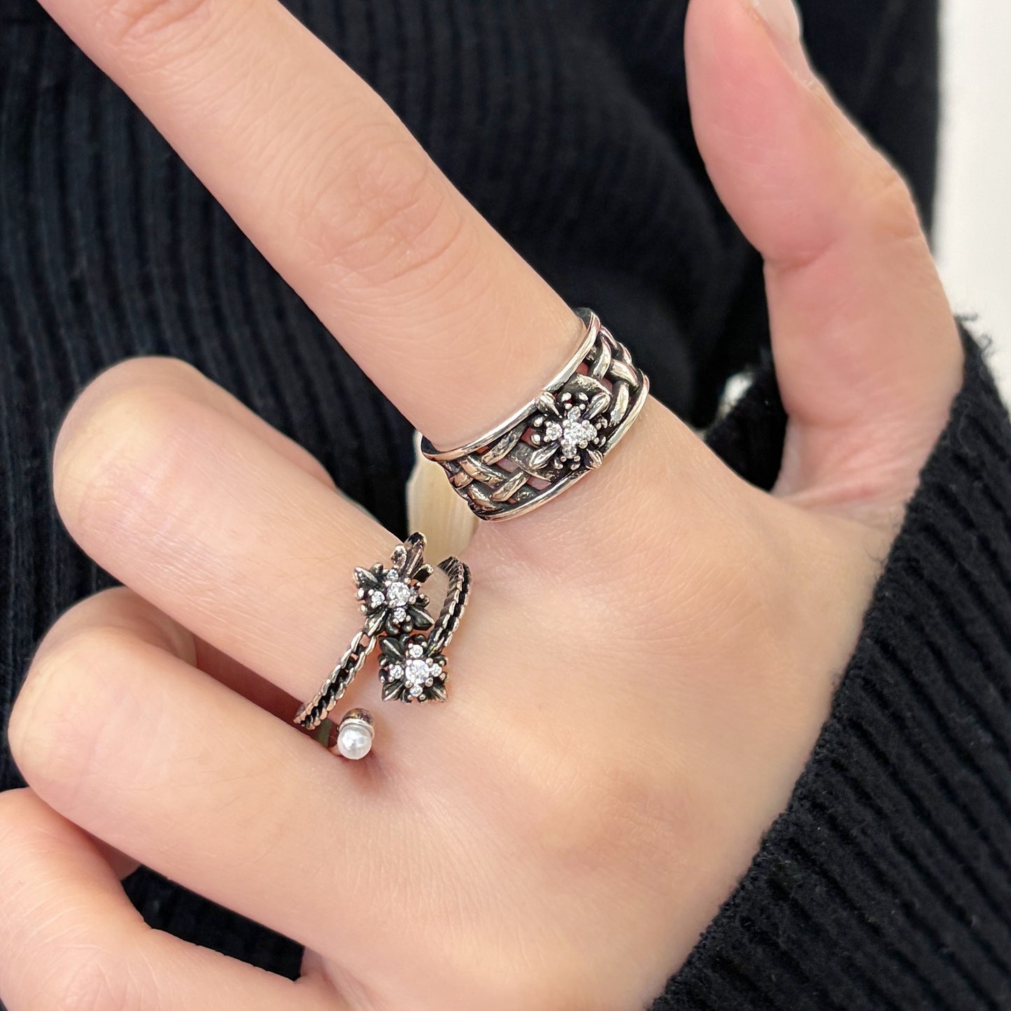 Female Opening Adjustable Niche High Sense Index Finger Rings