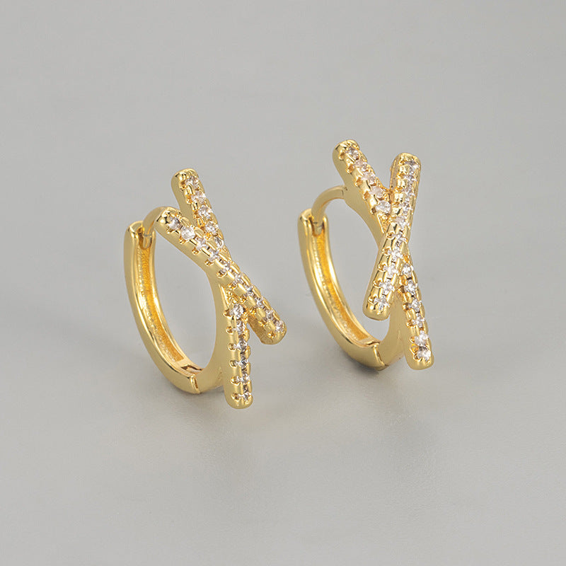 Women's Simple Geometric Inlaid Zircon Clip Niche Ear Buckle