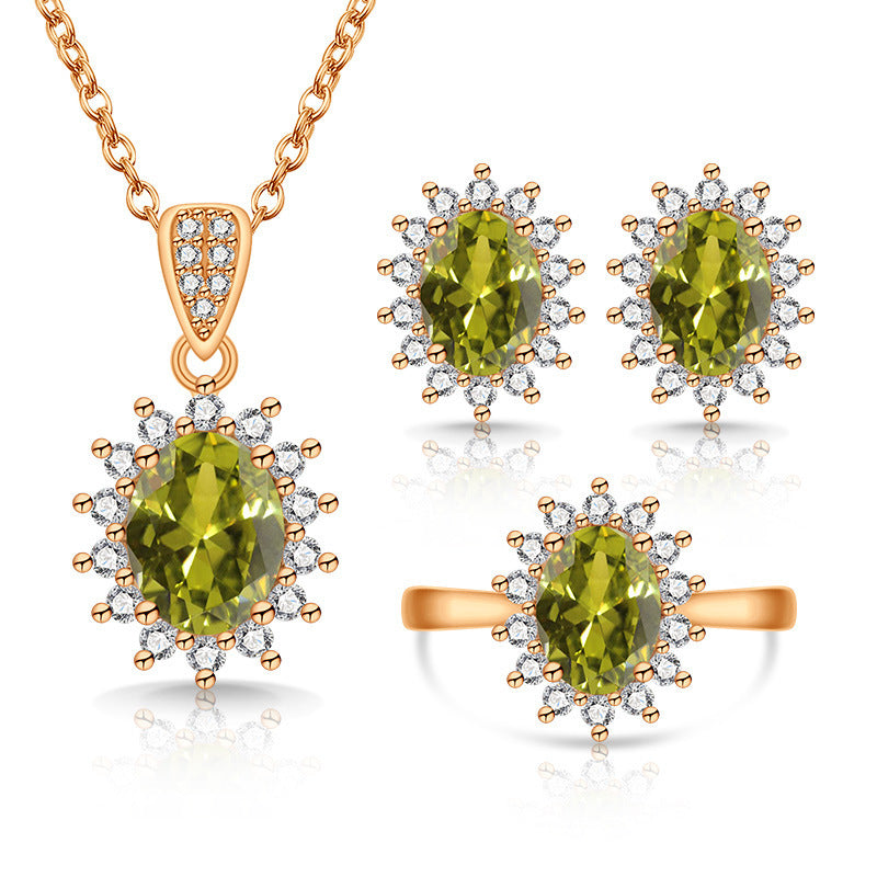 Live Broadcast Colored Gems Fashion Simulation Jewelry Set