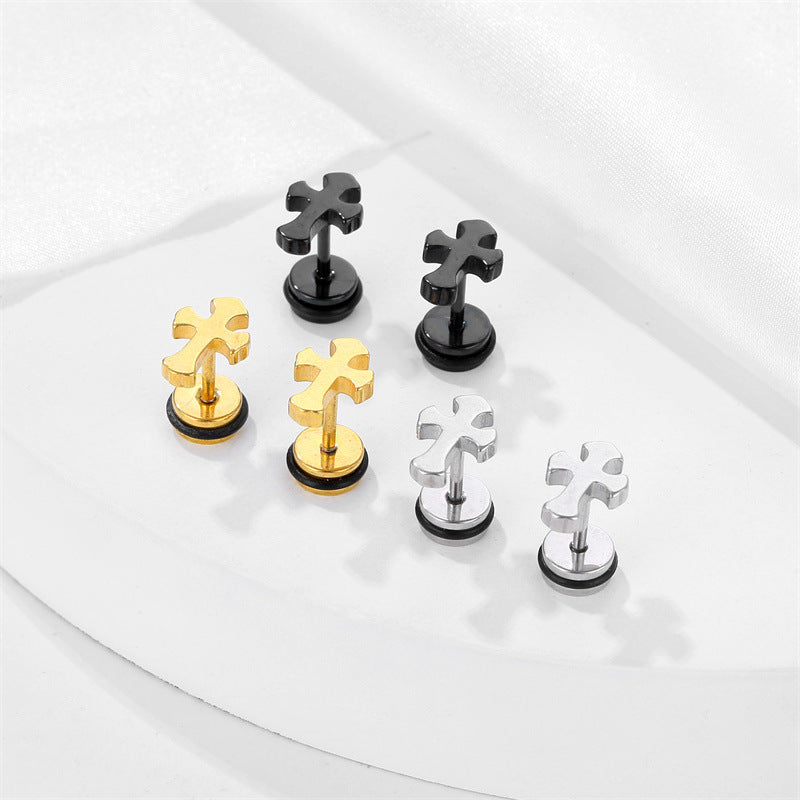Fashion Titanium Steel High-grade Cross Unique Hipster Ear Buckle