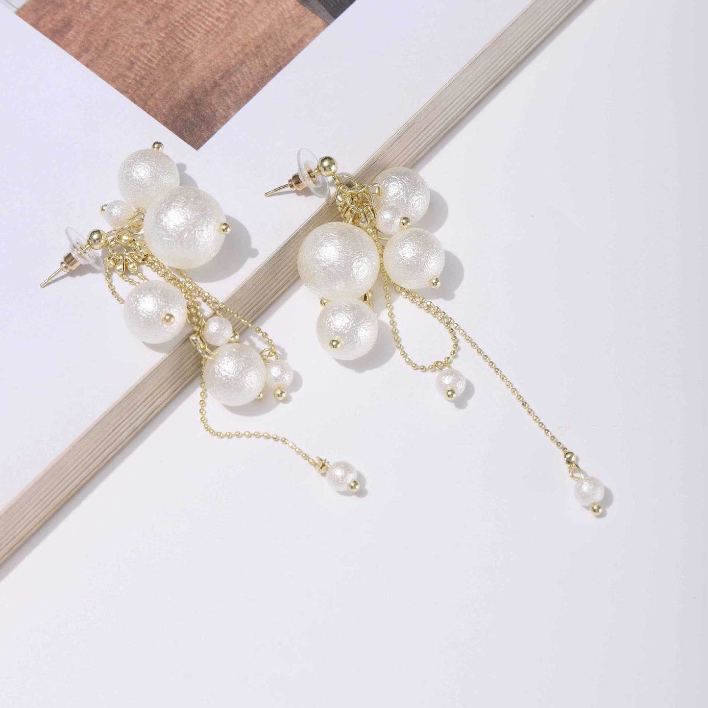 Romantic Vacation Style Cotton Pearl Tassel Earrings