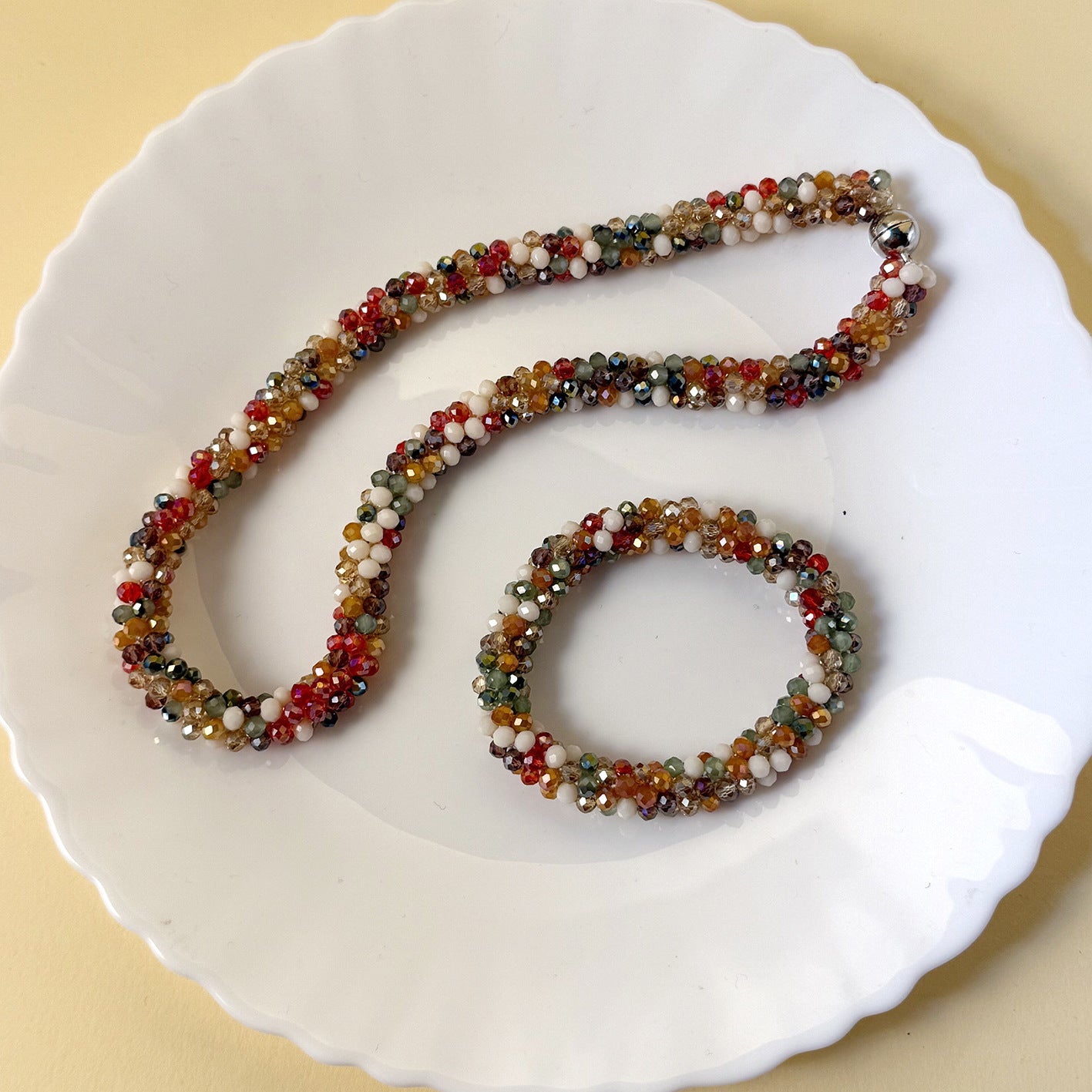 Colorful Crystal Suit Hand-woven Beads Fashion Jewelry Set