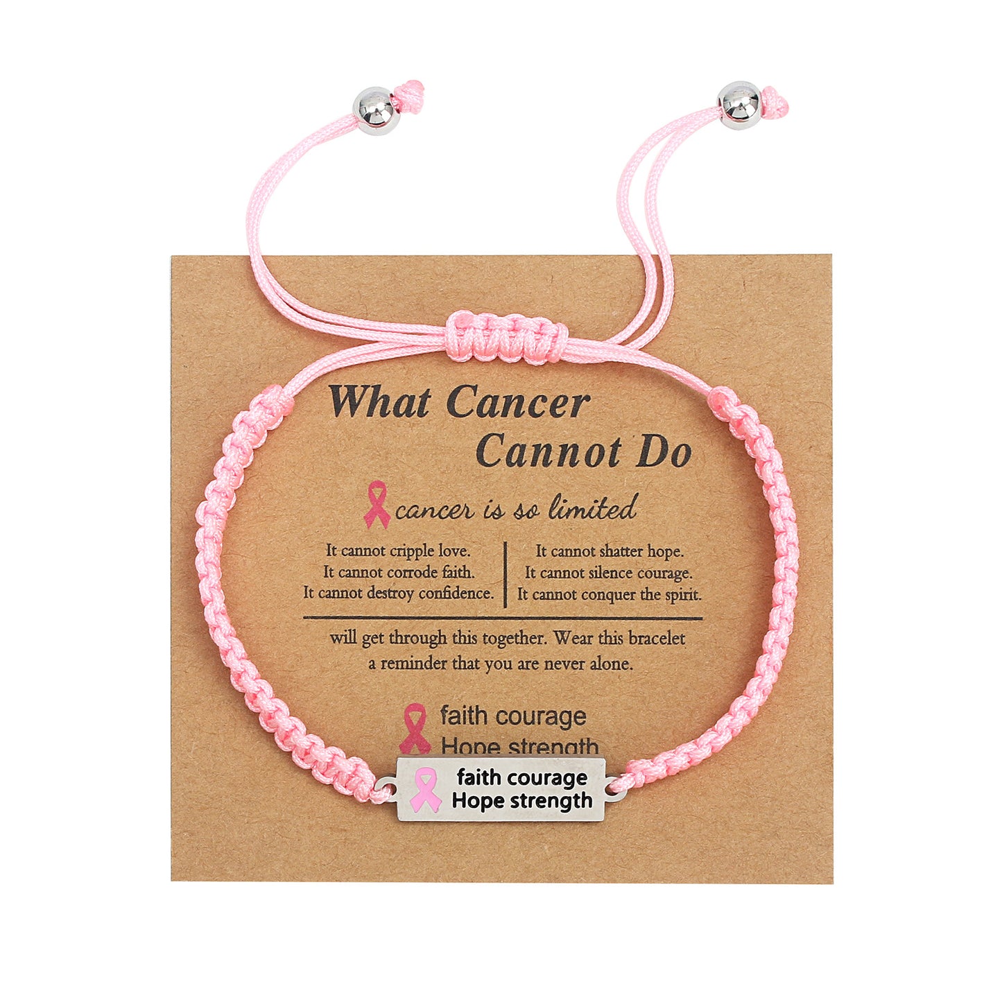 Women's Pink Ribbon Promotional Female Breast Prevention Awareness Bracelets