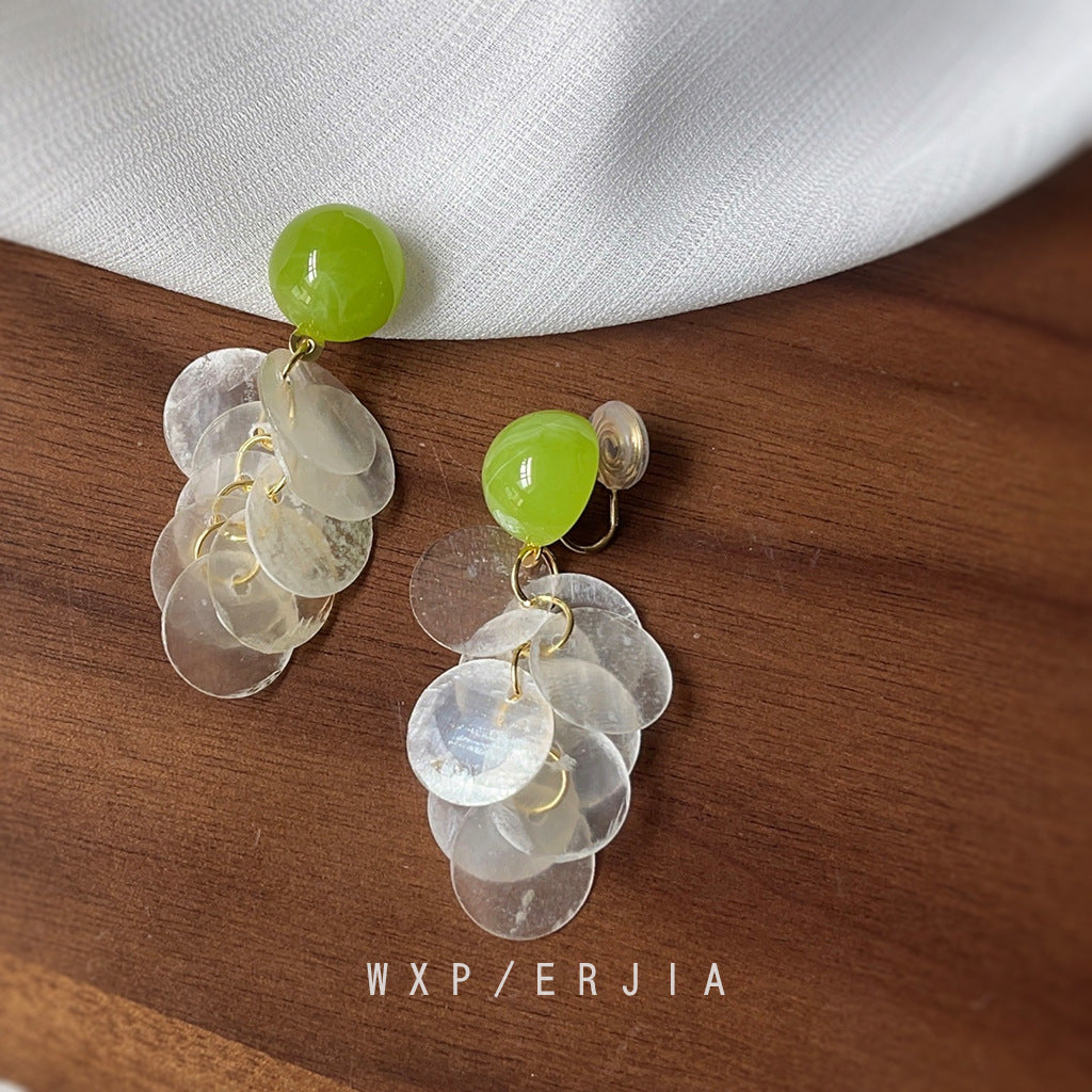 Gold-plated Real Shell Mosquito Coil Mori Fresh Earrings