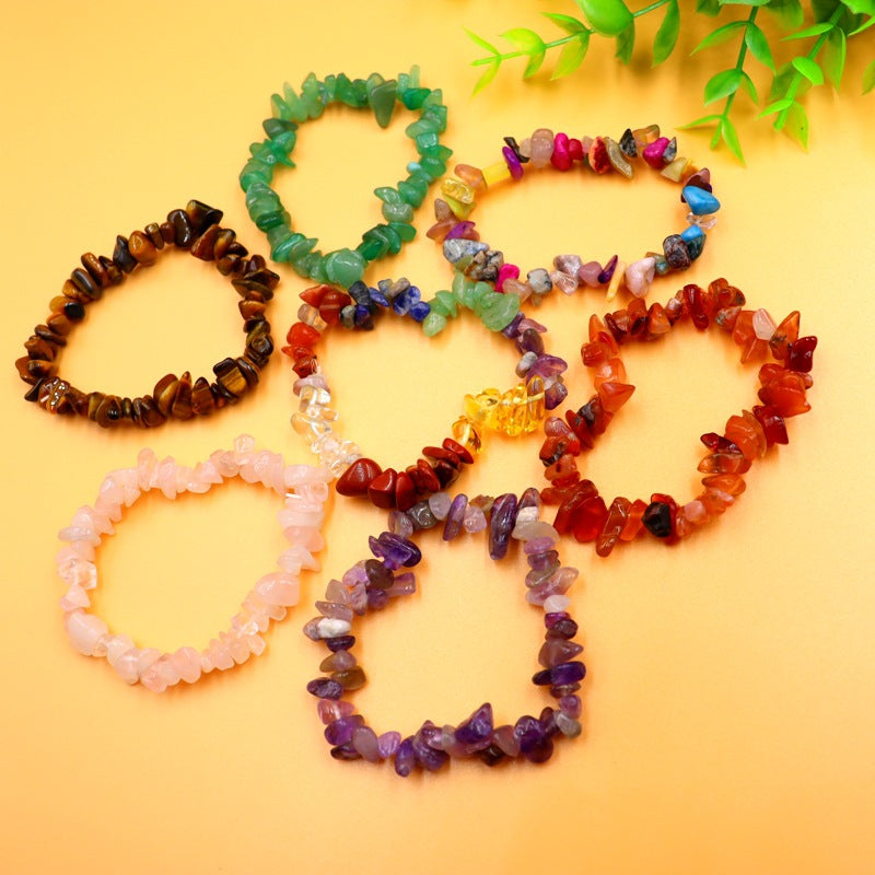 Bracelets de gravier en cristal naturel de yoga en pierre colorée pour femmes