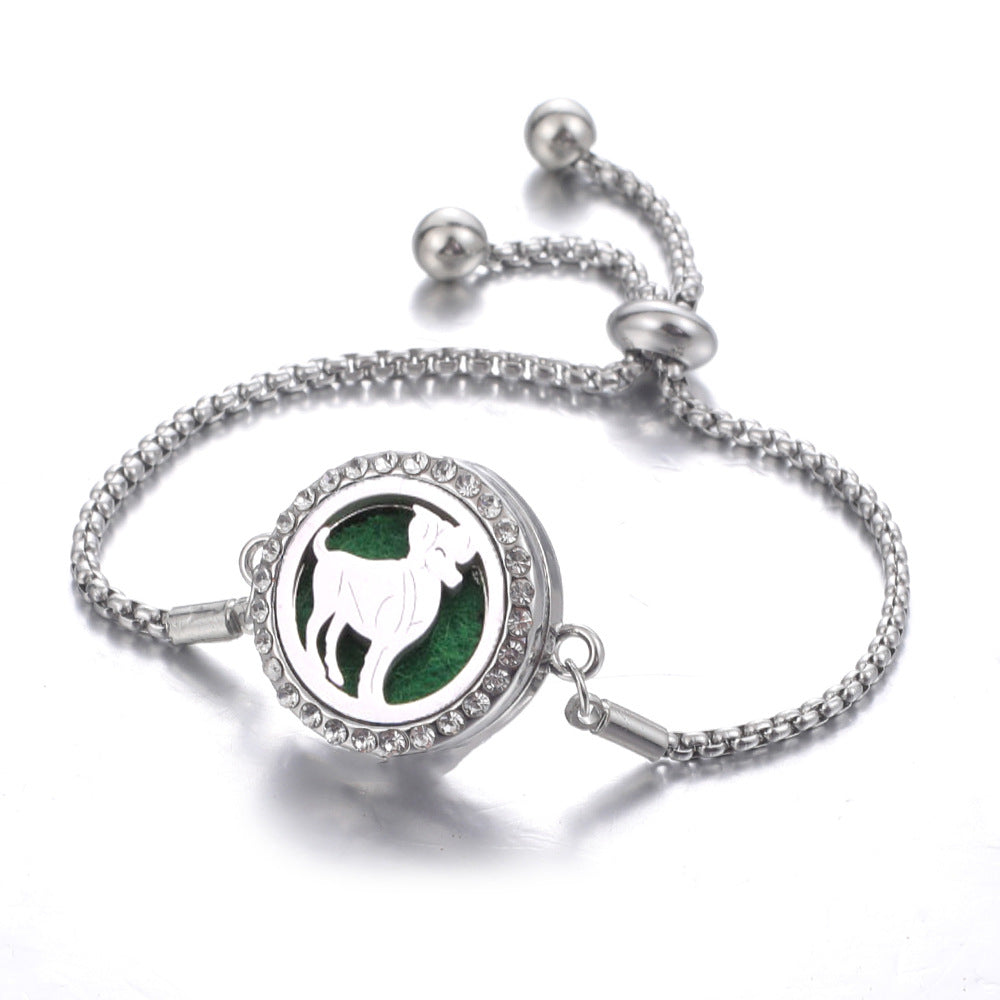 Steel Hollow Oil Lucky Tree Open Box Bracelet