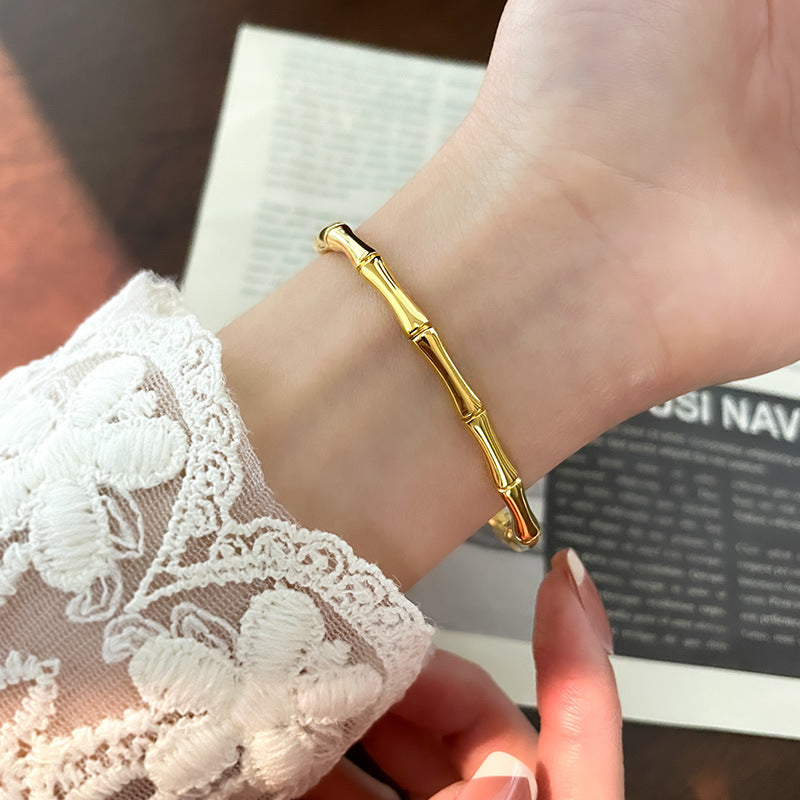Solid Gold Light Luxury Niche Exquisite Open Titanium Steel Get Bracelet