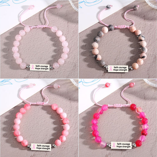 Bracelets promotionnels de prévention du sein féminin avec ruban rose pour femmes