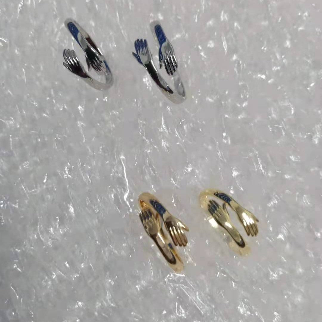 Embrace Of Love Couple Refers To Korean Gold Plated Ring
