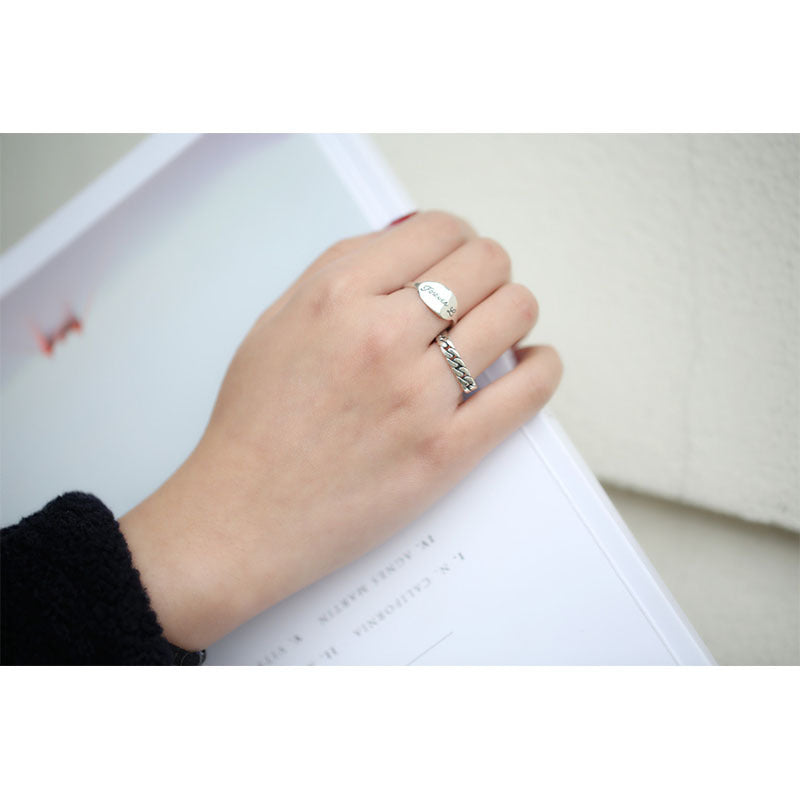 Square Chain Simple Fashion Design Personality Rings