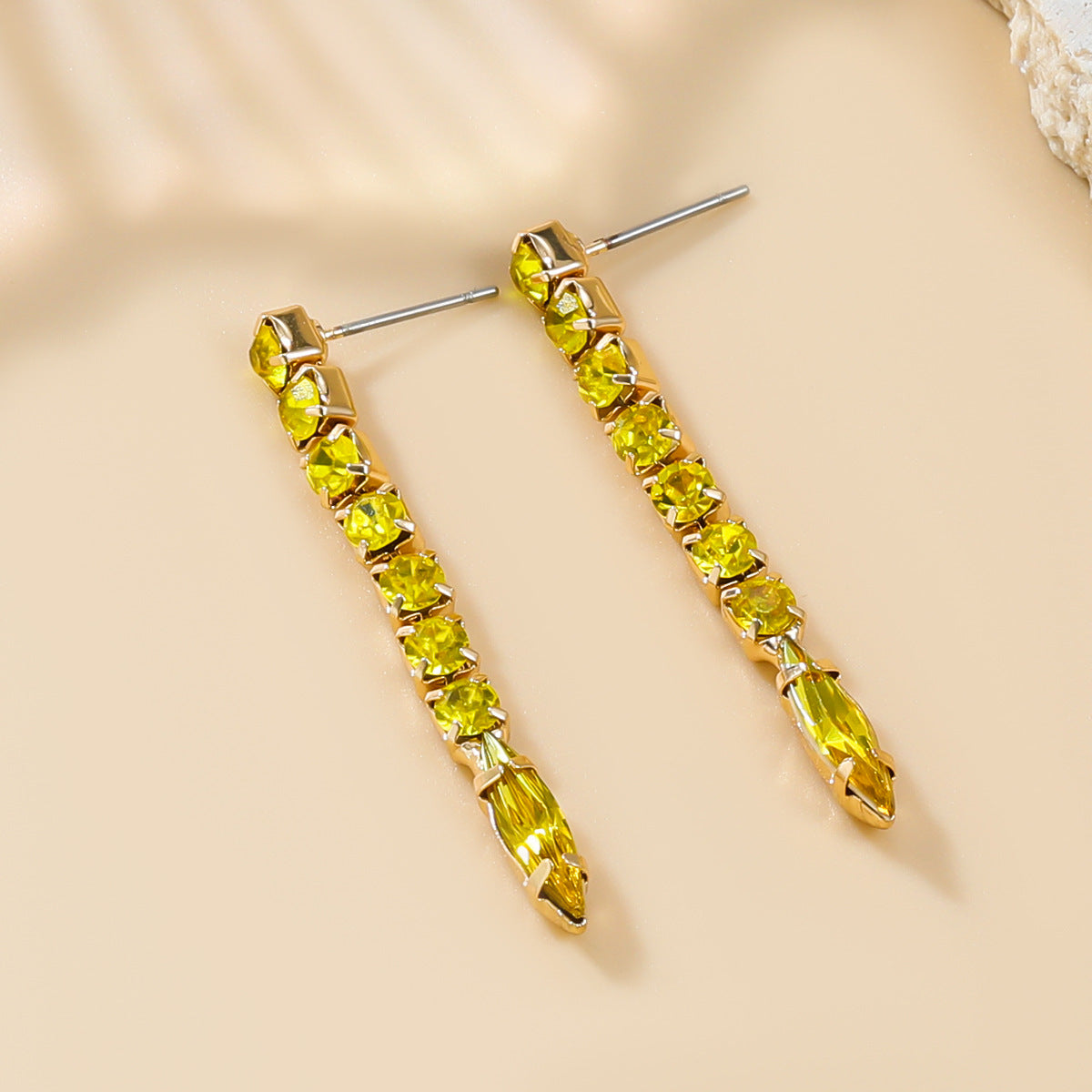 Stylish Colored Diamond Alloy Long Party Earrings