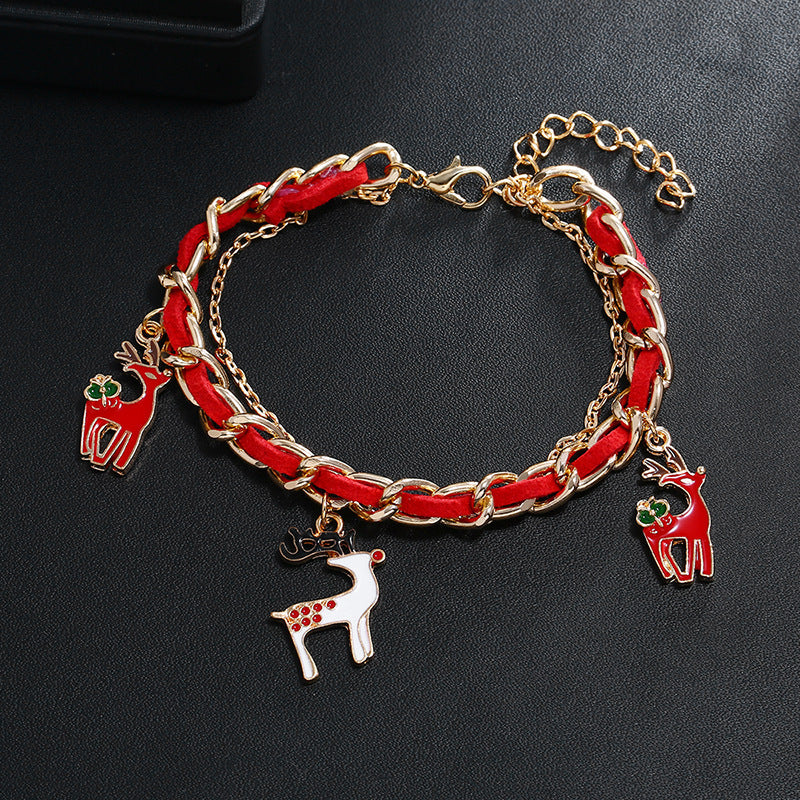 Stylish Durable Christmas Elk Santa Alloy Bracelets